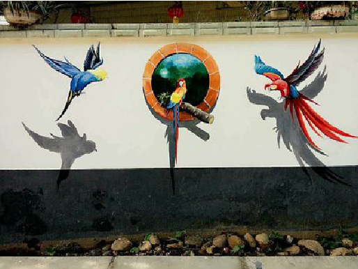 社旗视觉错位-3D墙绘设计