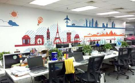 社旗教你设计办公室墙绘的方法。