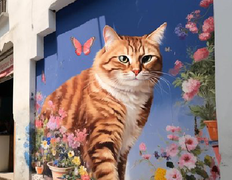 社旗自己绘制有个性的手绘墙