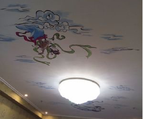 社旗如何快速绘制天花板上的手绘墙？