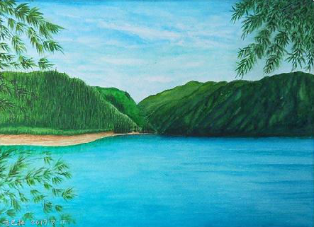 社旗在墙绘中，如何绘画绿水青山？