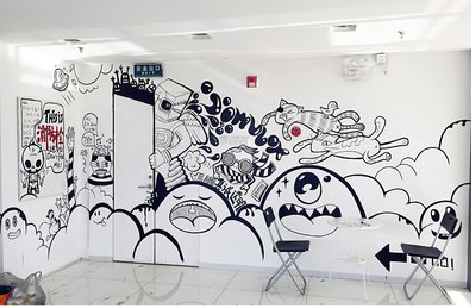 社旗手绘墙并非传统涂鸦。